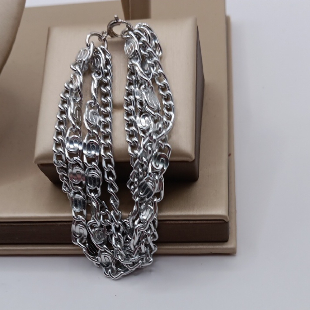 Silvertone Y2K Multistrand Women's Chain Bracelet